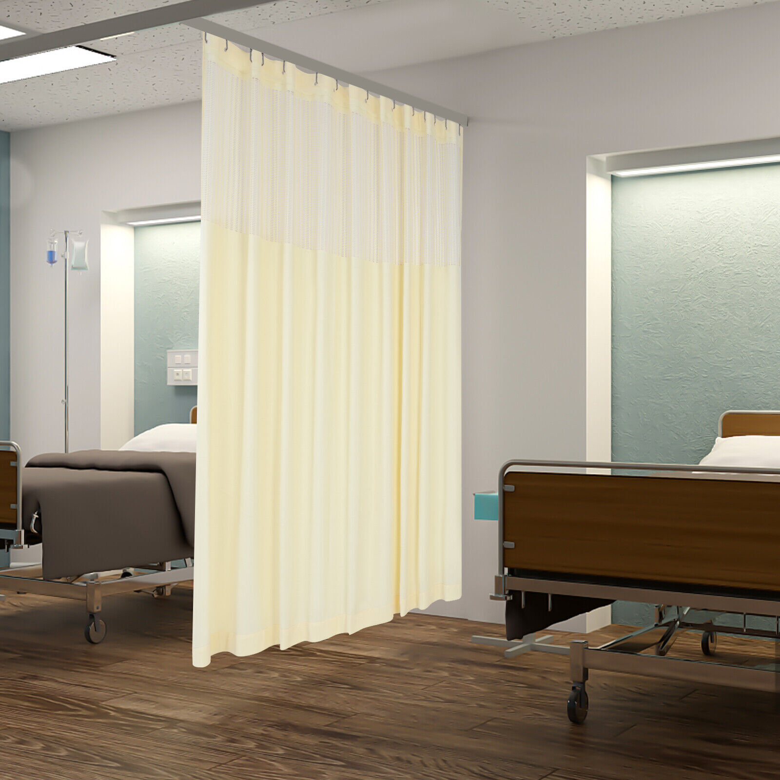Room Divider Curtain Panel Privacy Screen Curtain Thermal Insulated W/ Mesh Top.