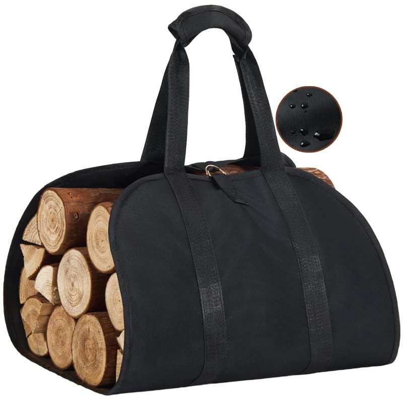 Firewood Carrier, Waterproof Oxford Fabric Firewood Bag, Large Log Carrier fo…