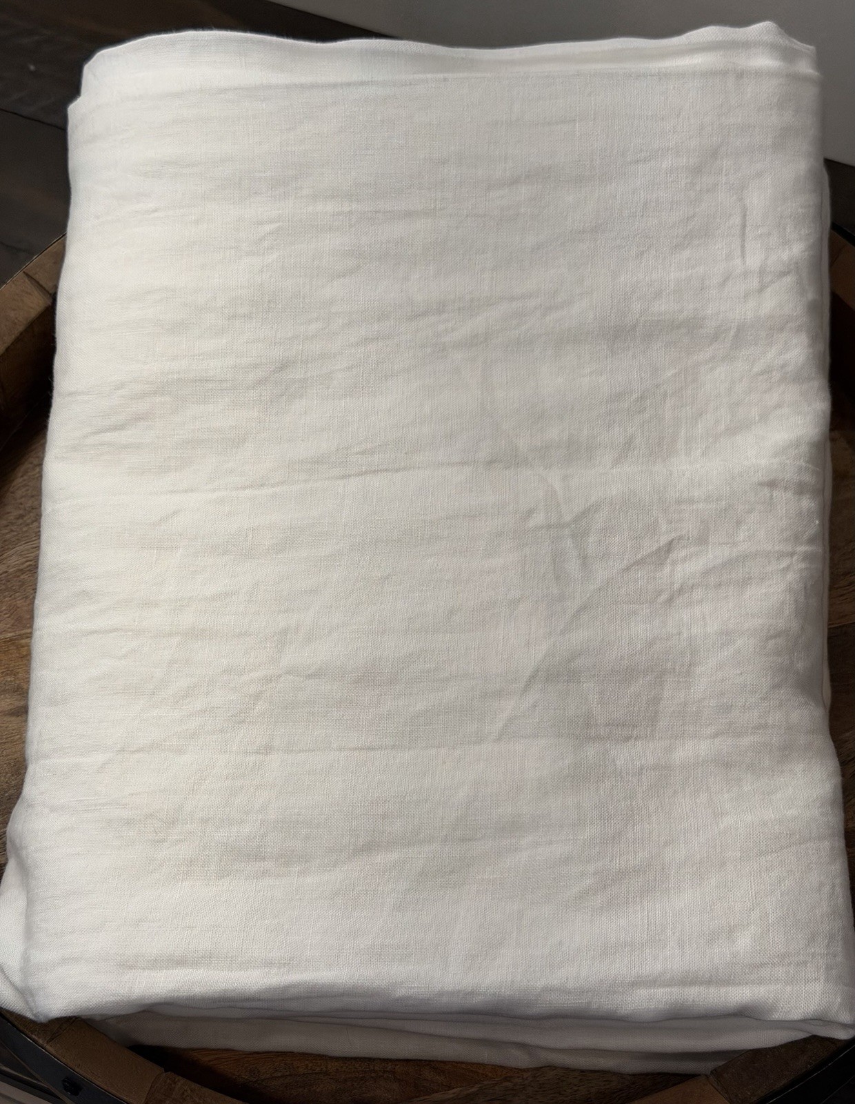 Pottery Barn 100% Belgian Flax Linen Curtain 50x 108 Pole top WHITE READ