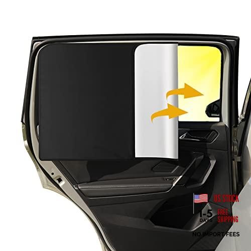 2PCS Car Window Shades – 100% Sliver Black – Back Seat – Privacy