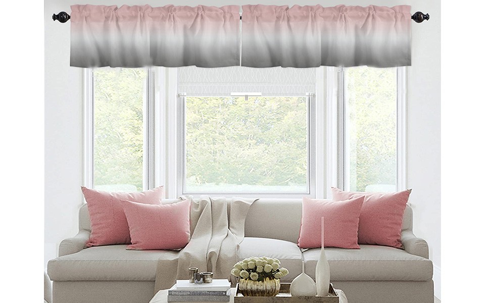 Windows Valances Curtain Pink and Grey Ombre Kitchen Valances Rod Pocket