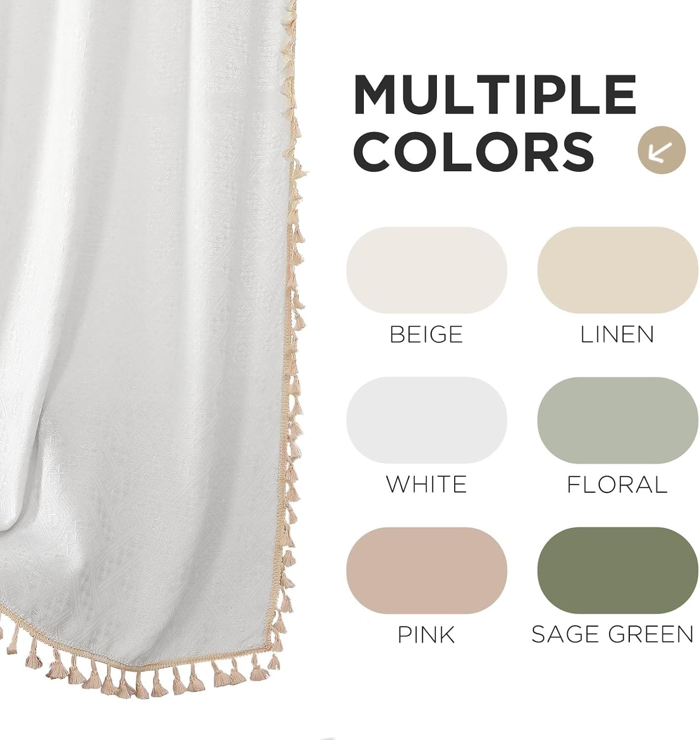 White Boho Curtains 63 Inch Length 2 Panels Super Soft Bohemian Farmhouse