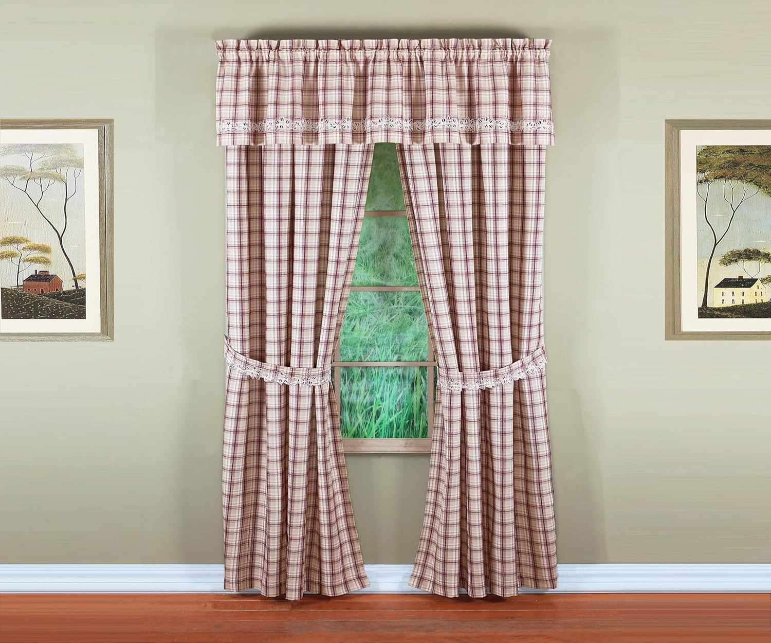 , Dover Cutwork Embroidery Panel Pair 84″, Burgundy, 4-Piece-Set, 80″ W X 84″ L