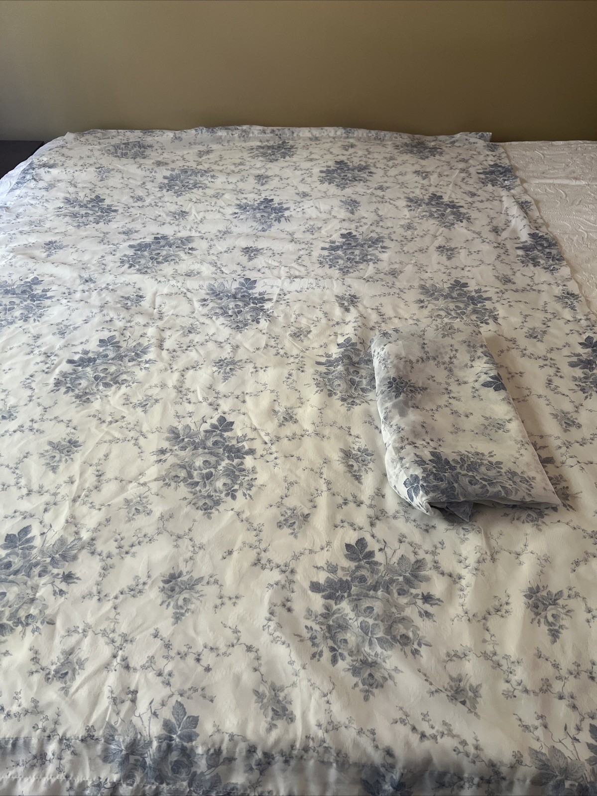2 VTG Laura Ashley Sophia Sheer Blue White Floral Drapes Cottagecore Chic