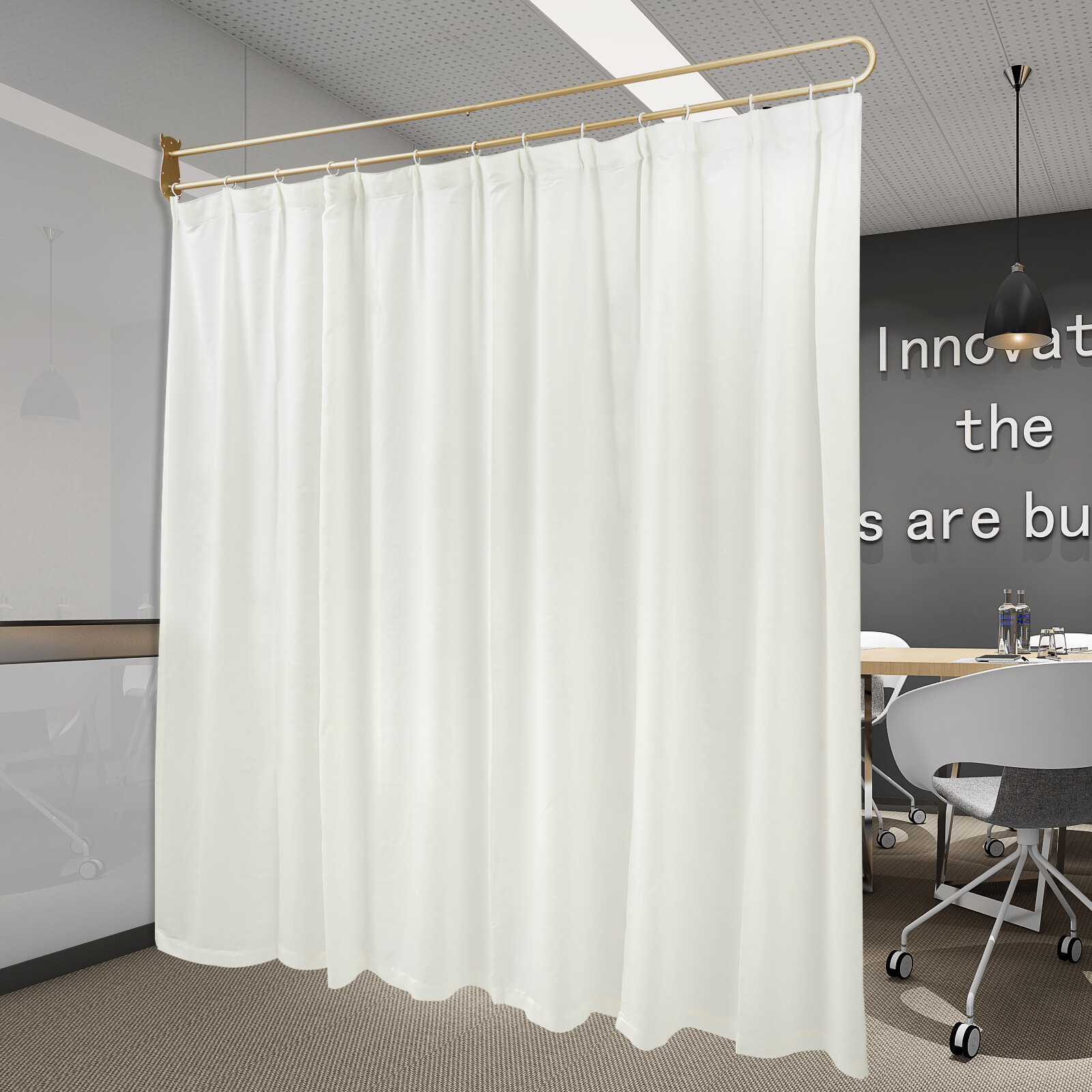 200cm Curtain Rod U-shaped Long Rod W/gauze Curtain Privacy Partition Protection