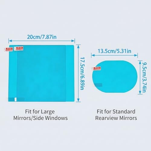 4Pcs Transparent Oval Car Rearview Mirror Waterproof Films Rectangular