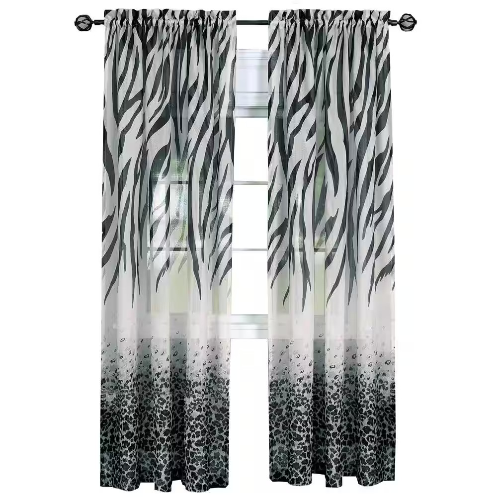 Kenya 50 In. W X 63 In. L Polyester Light Filtering Window Panel in Black/Multi
