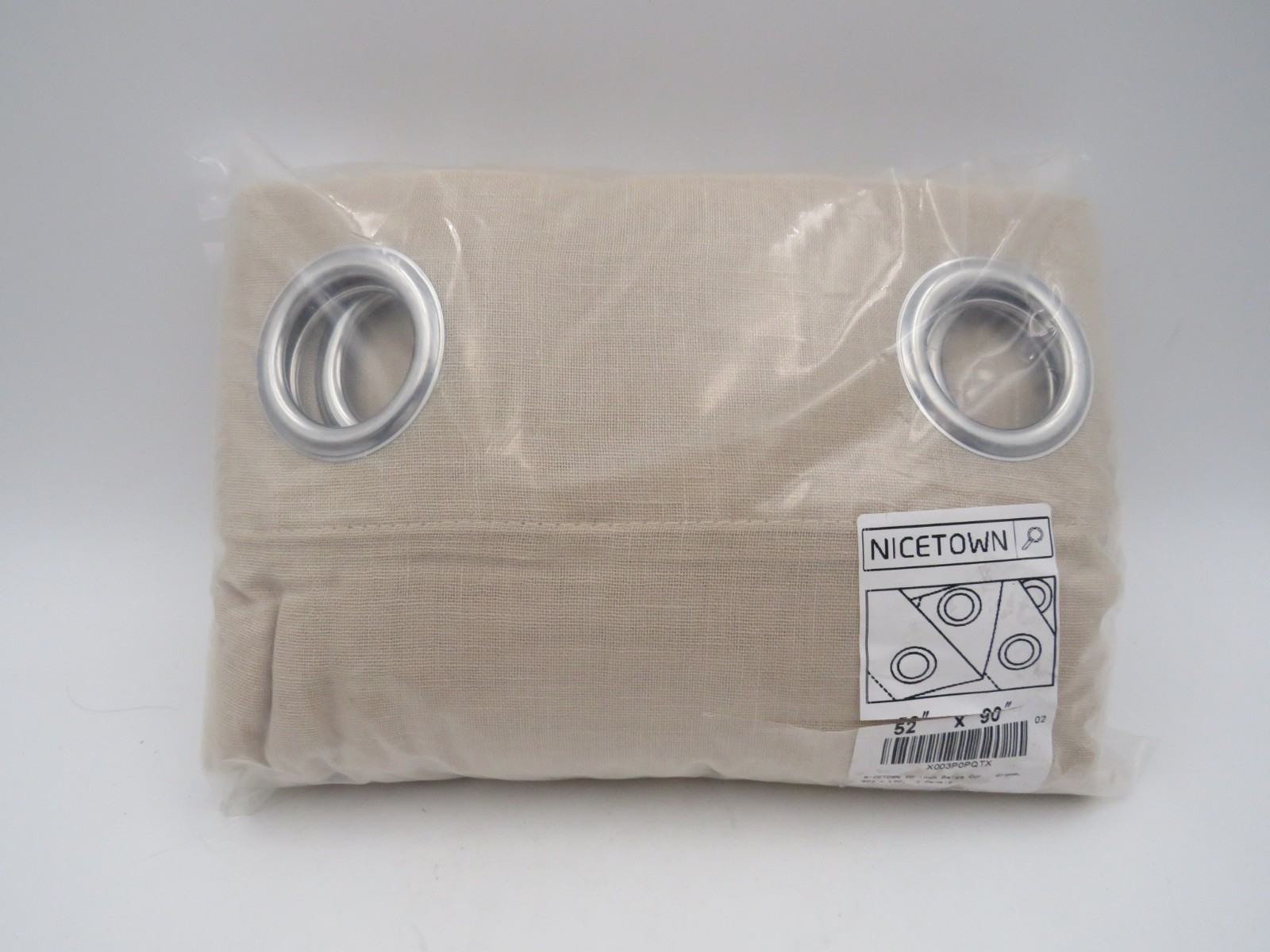 NICETOWN 90″ Beige Curtains Linen Sheer Faux Flax Window Drapes W52 x L90 NEW