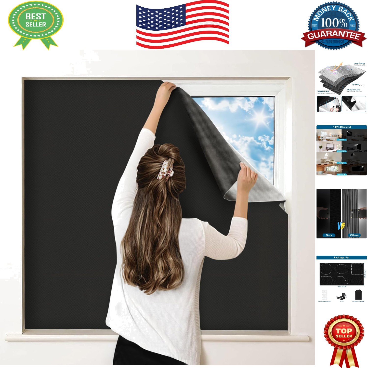 Customizable Blackout Curtains for Travel – No Drill & Portable, 118″ x 57″