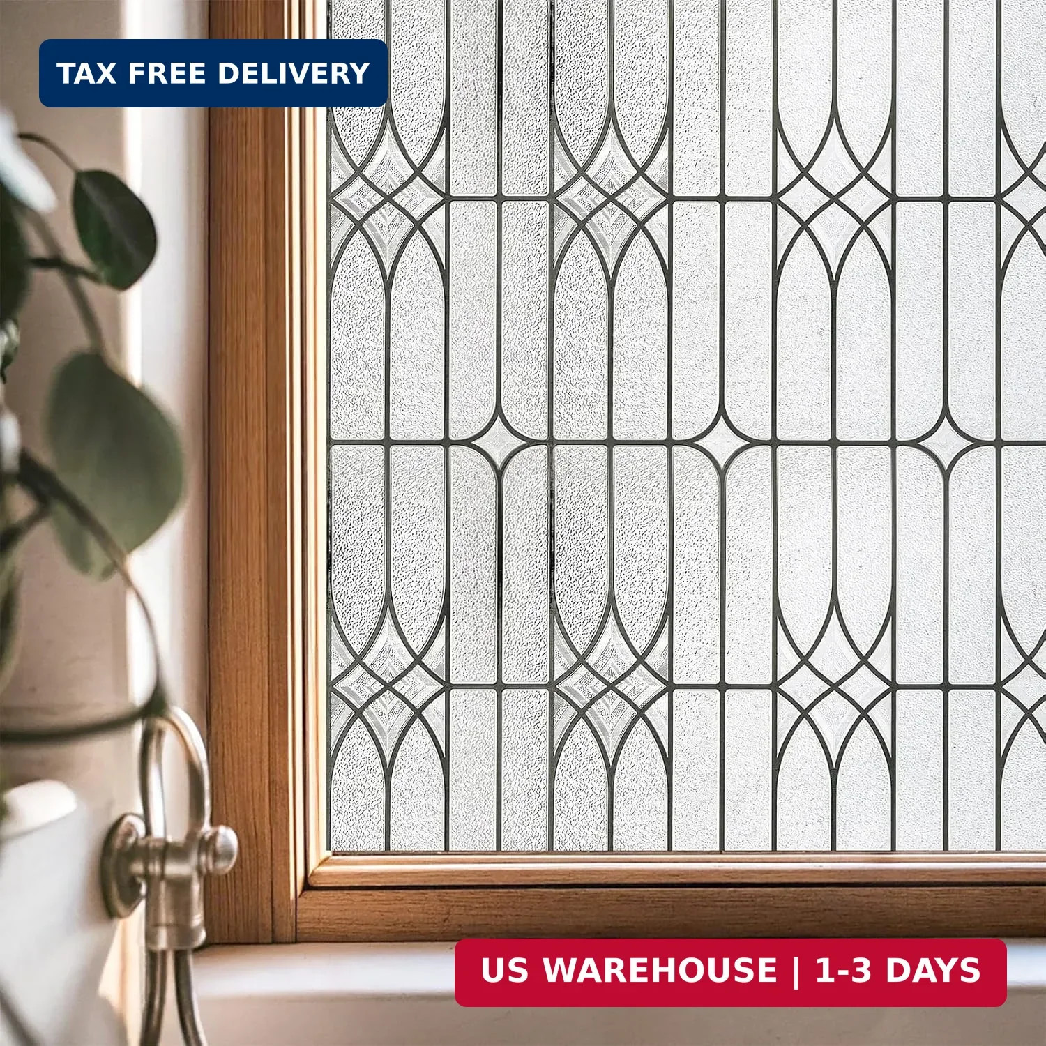 ADD.HERES Window Privacy Film, Stained Glass Decorative Static Cling, Removable
