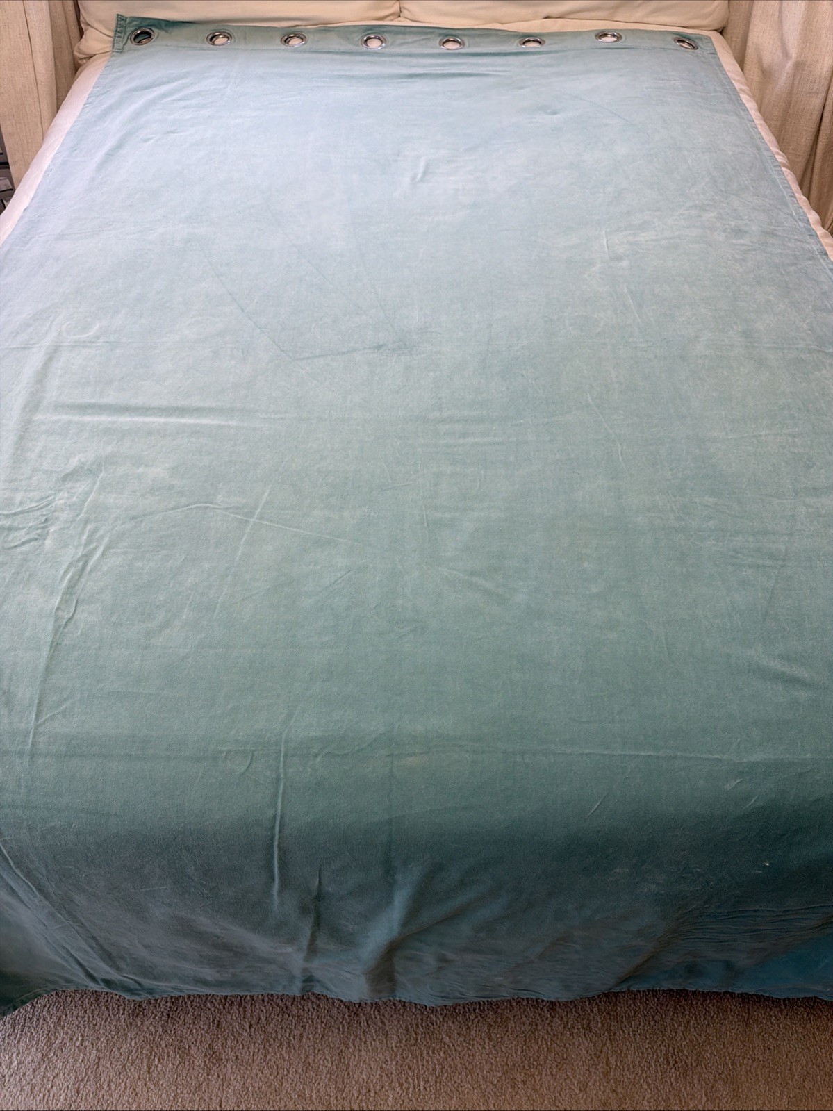 IKEA Sanela Velvet Curtains 2 Panels 100% Cotton Aqua 55×98 60418905