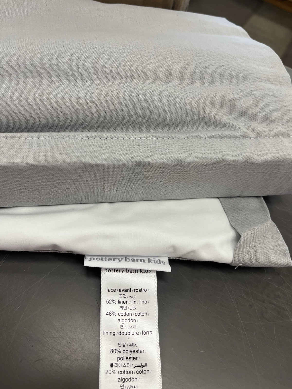Pottery Barn kids Linen cotton cordless blackout roman shade 32 64 gray grey New