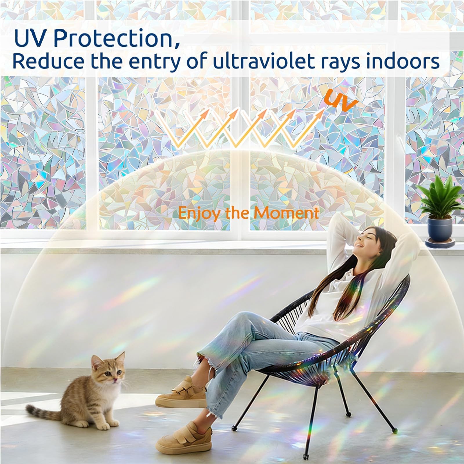 UV Blocking Window Privacy Film – Colored Glass Stickers for Home, 35.4×78.7in