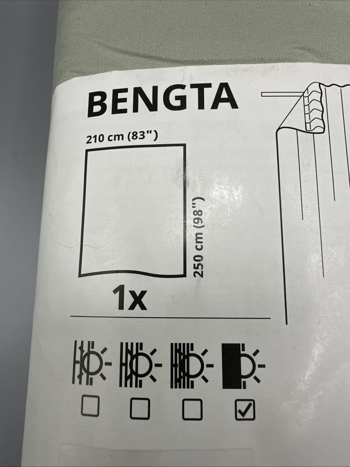 New IKEA GINSTMOTT (1)Light Filtering Curtain Beige 210 CM 250 Cm 005.971.70