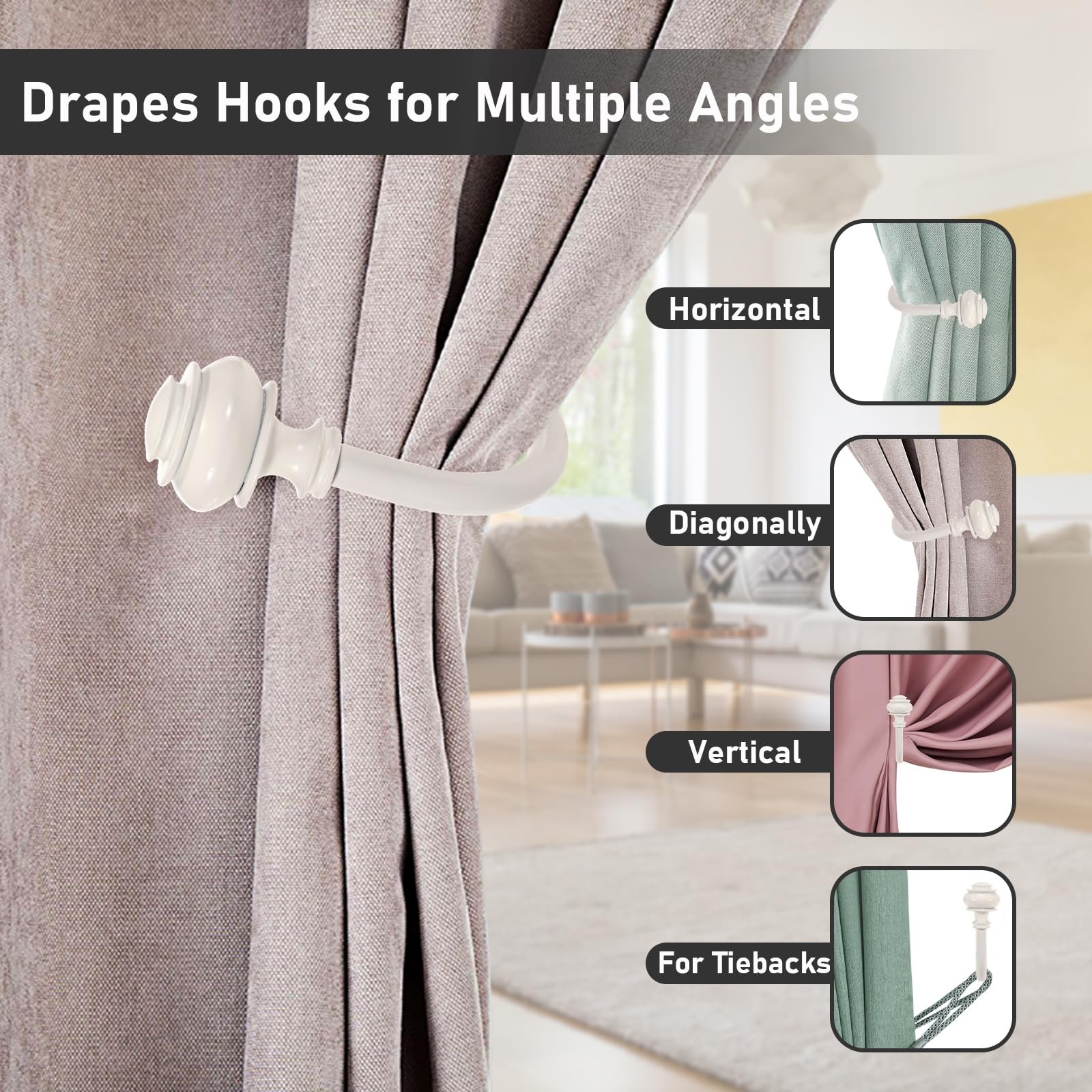 Set of 2 Decorative Curtain Holdbacks,Elegent Wall Mounted Aluminum Alloy Win…