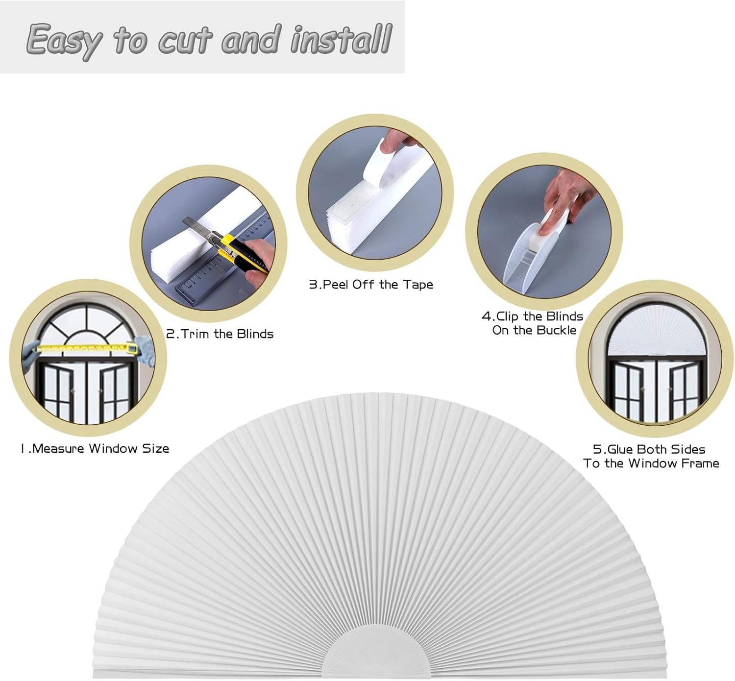 Cellular Half Moon Black Out Honeycomb Blinds for Home Indoor Windows