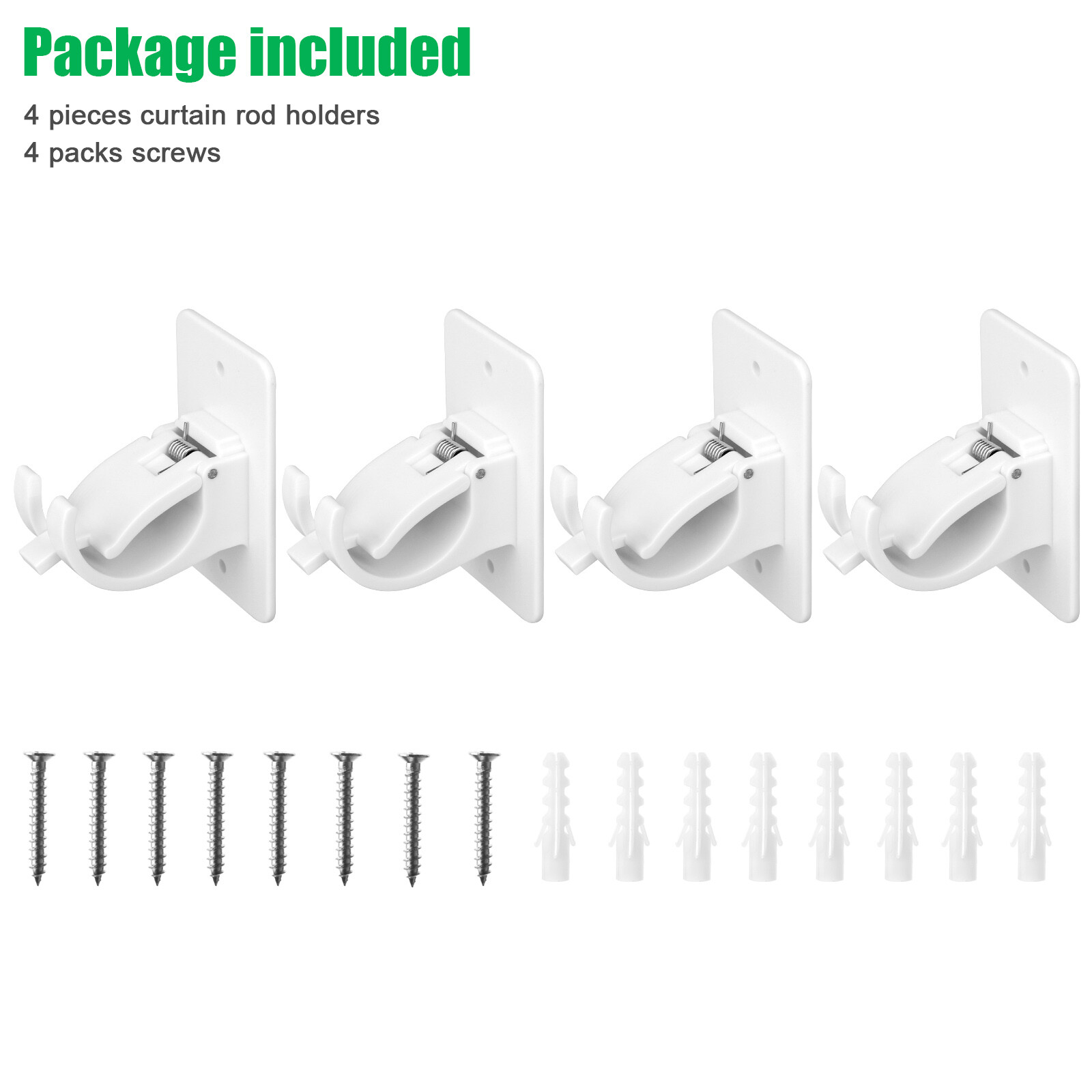 4/8 Pcs Nail Free Single Hang Curtain Rod Holder Bracket Hook Window Frame Decor