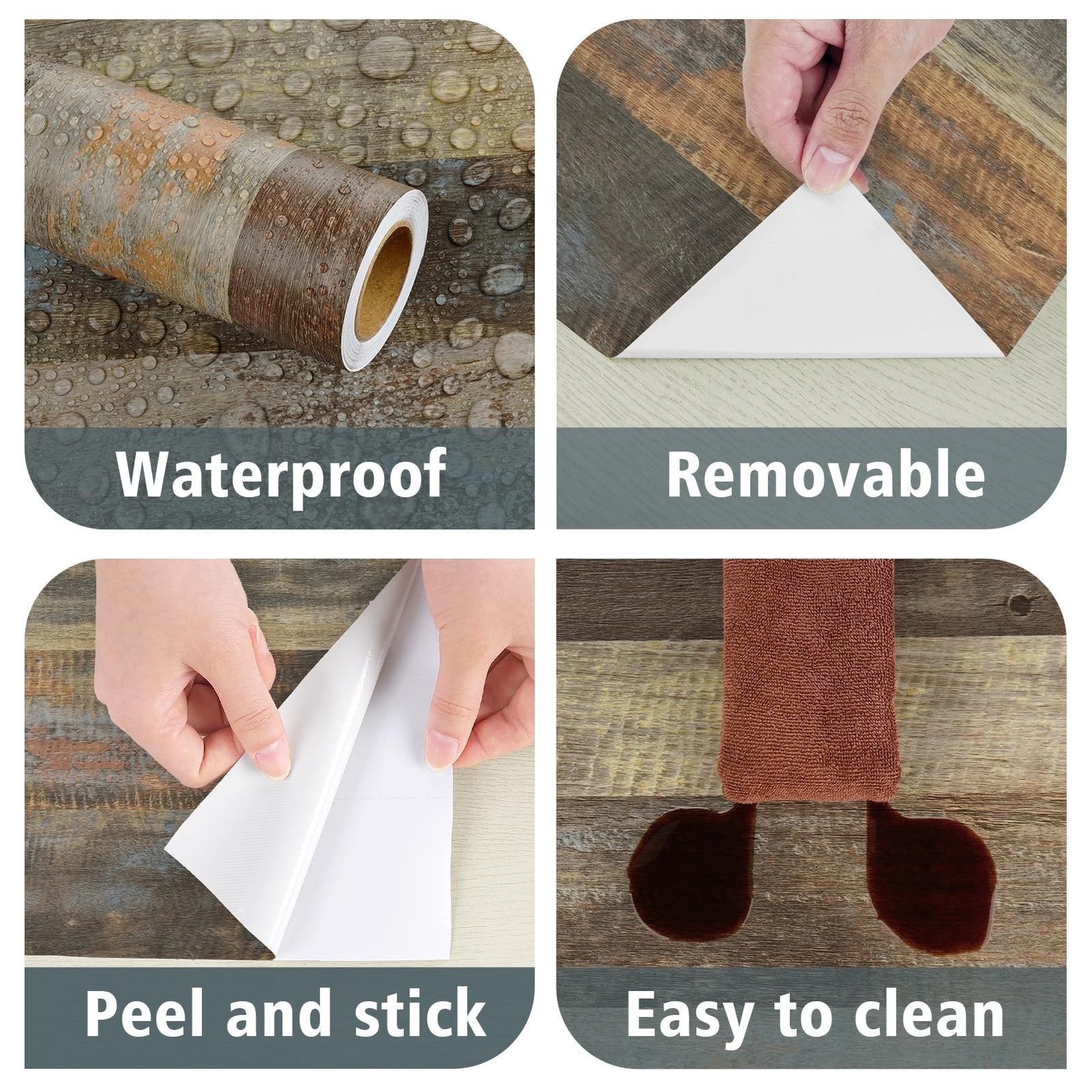 Brown Wood Contact Paper for Countertops Waterproof Shiplap Peel and Stick Wa…