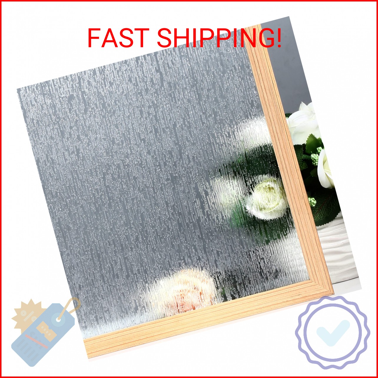 VELIMAX Rain Glass Window Film Privacy Static Window Clings Decorative Glass Sti