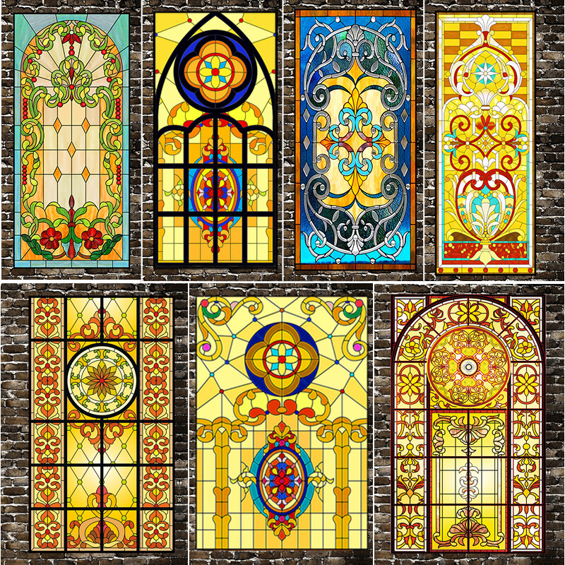 Self Adhesive Frosted Stained Glass Window Door 3D Sticker Film Decor