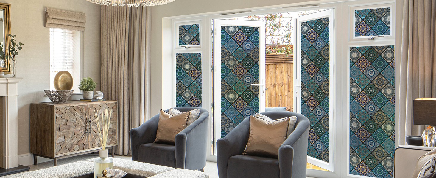 DKTIE Wooden Blinds Pattern Decorative Window Film, Sun Blocking Heat Control,