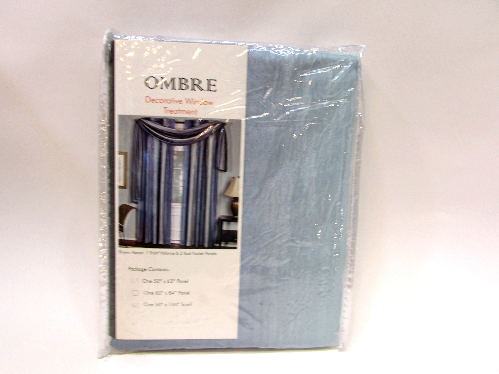 New 50″ x 144″ Light Blue 100% Polyester Window Scarf for Windows up to 36″ Wide