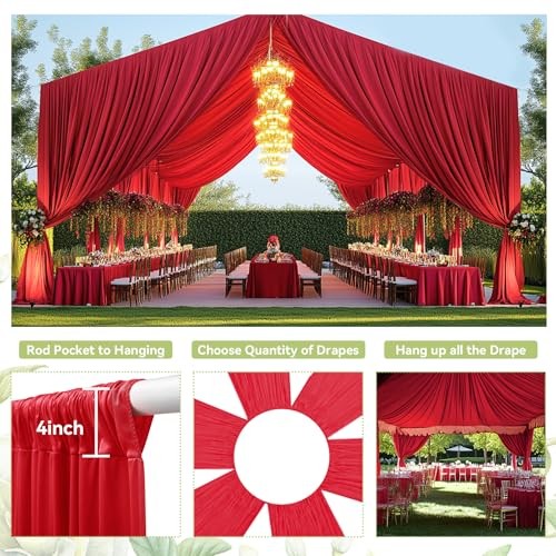 Tent Draping Curtain Red 40ft Ceiling Party