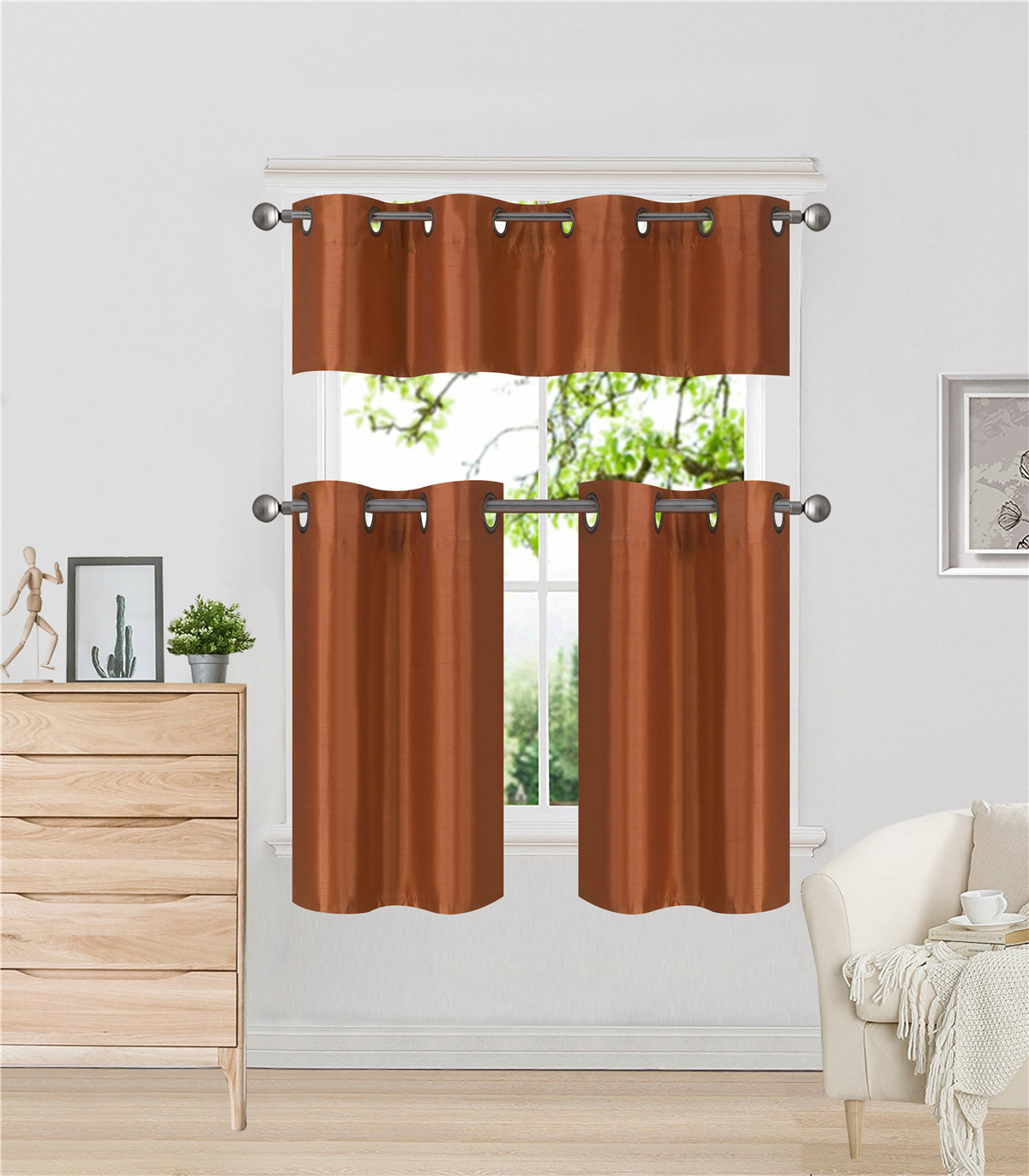 3PC SET WINDOW DRESSING CURTAIN SOLID LINED BLACKOUT PANEL DRAPE TREATMENT K9