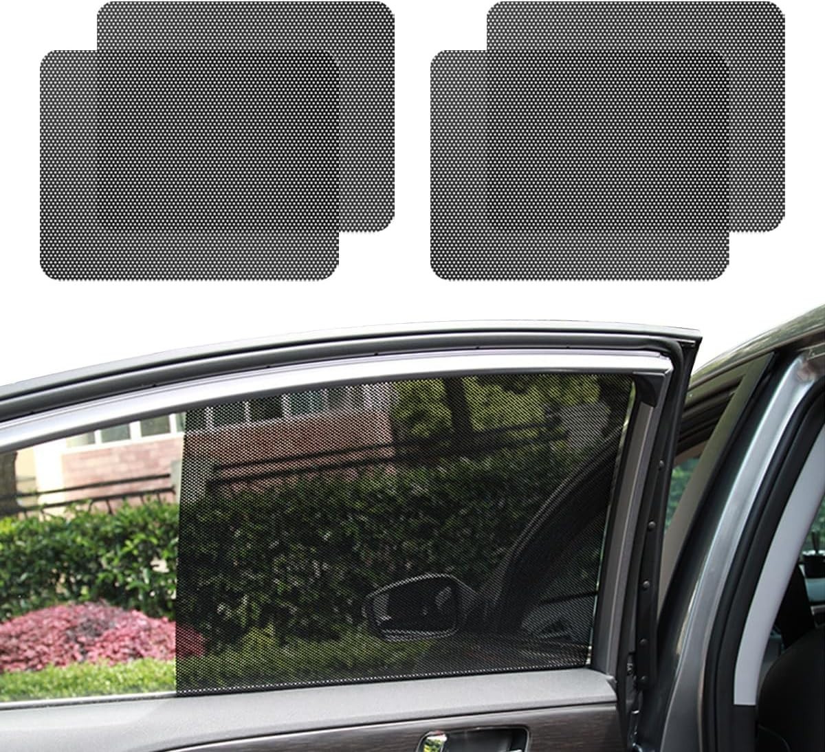 Ohleats 4 PCS Car Side Window Sunshade, 16.5″×15″ Static Cling Auto Black