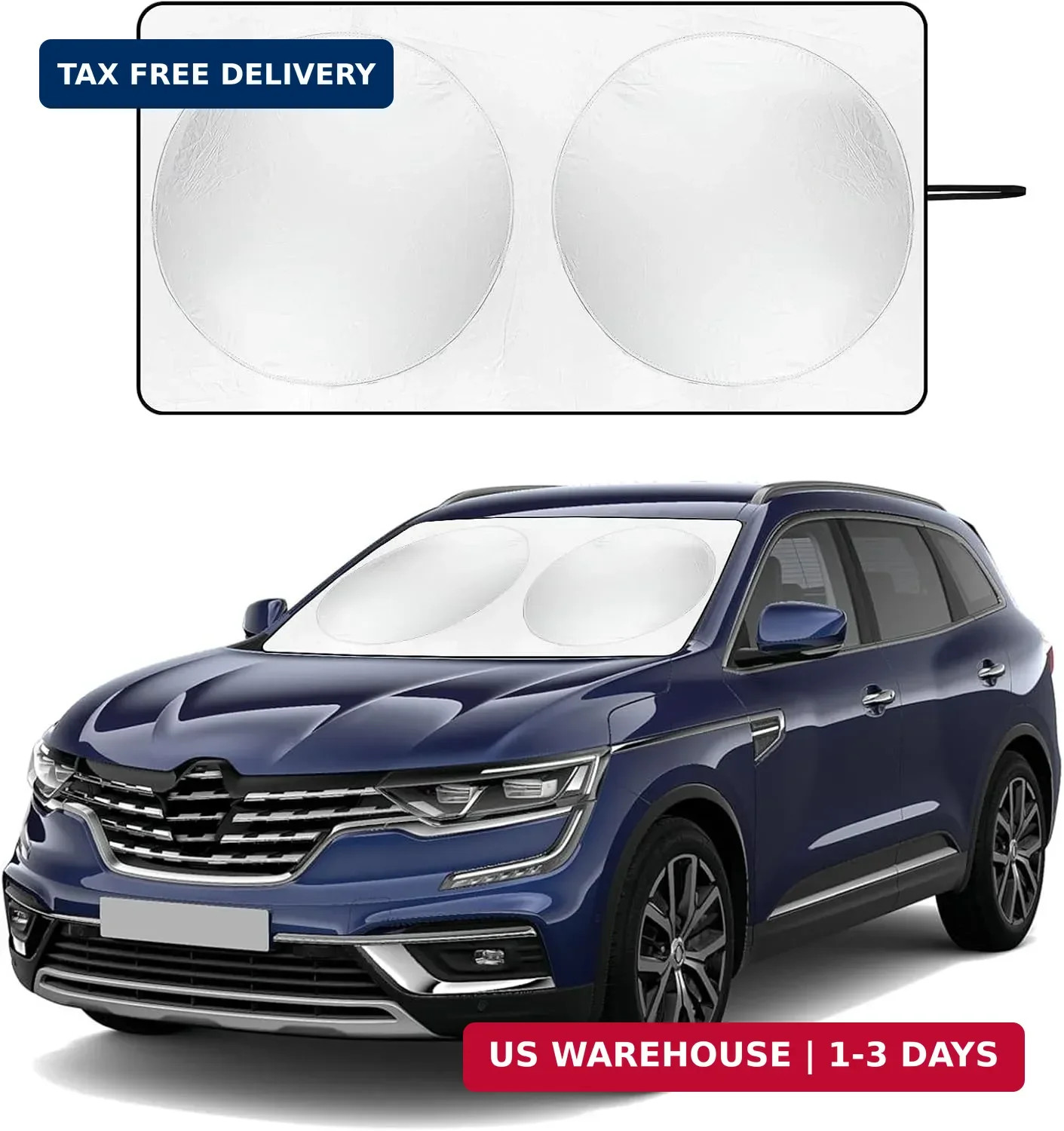 Windshield Sun Shade with Storage Pouch for SUVs, Durable 190T Polyester Sun Shi