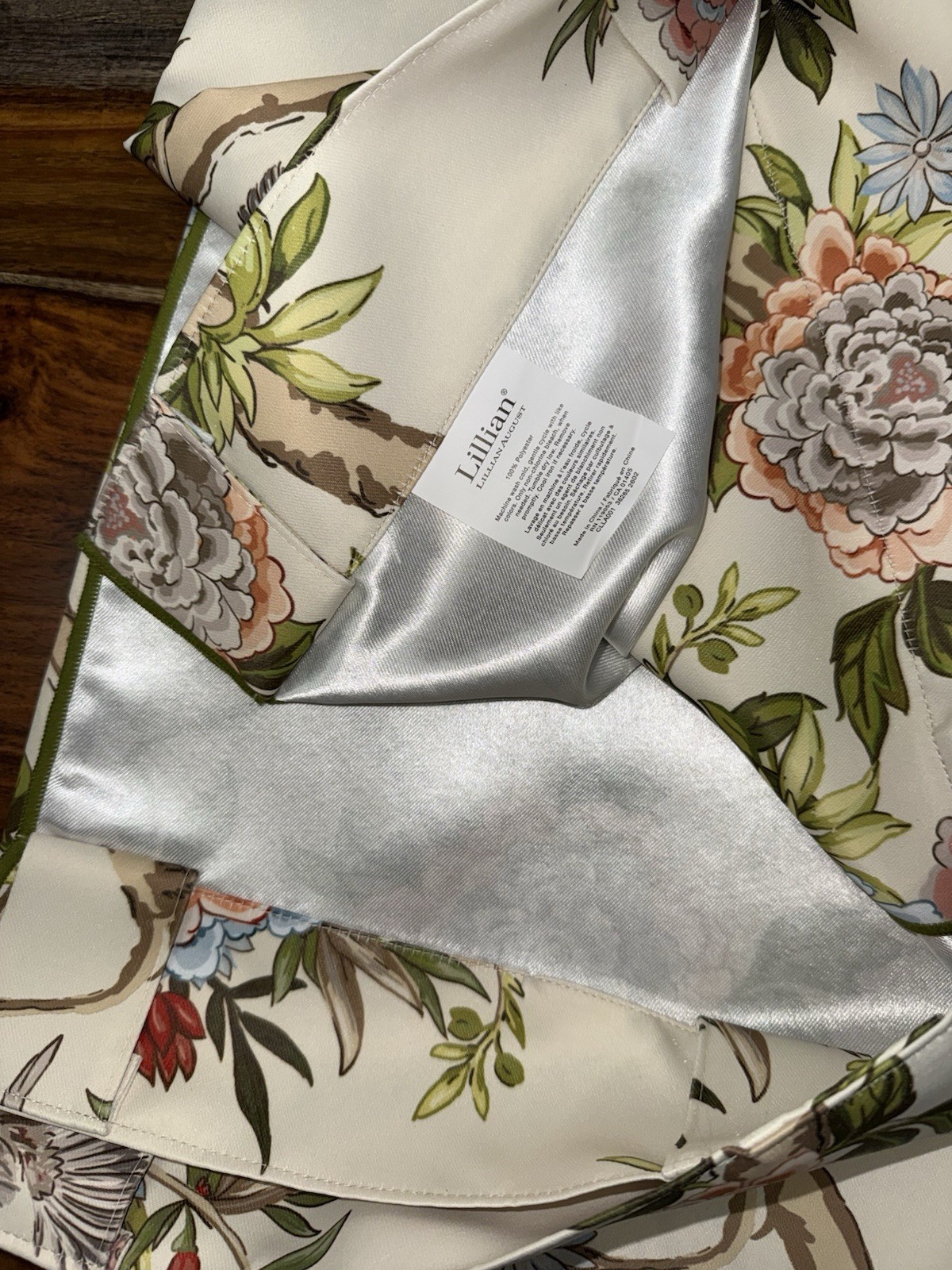 Lillian August Window Curtains 2 Panels 38 x 96″ Cream Birds Drapers Back Tab