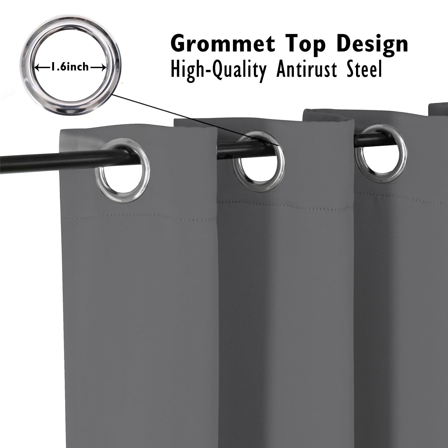 84″ Grey Room Divider Curtains | 100W Blackout Drapes for Sliding Doors, Privacy
