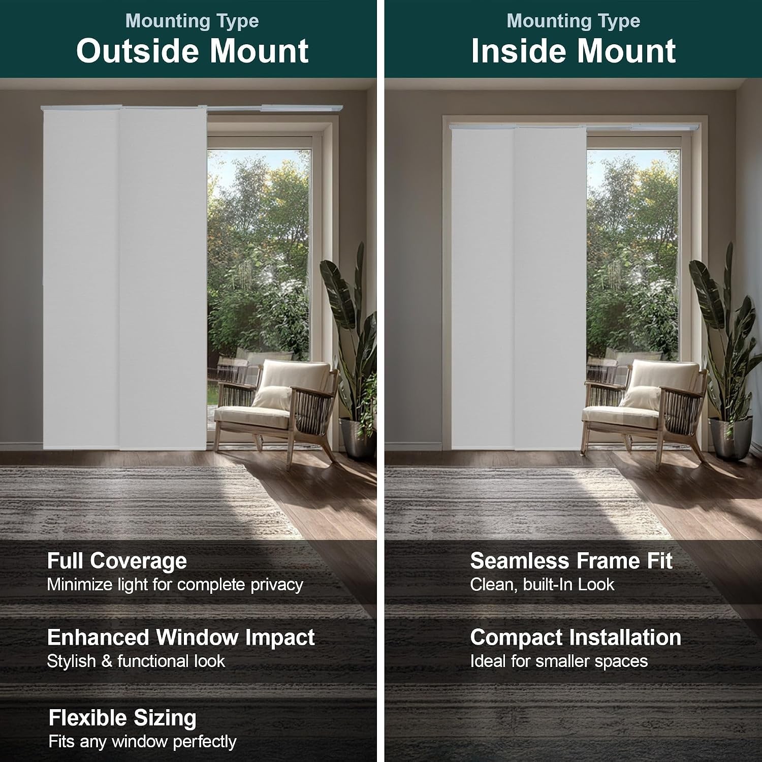 Panel Track Blinds Sliding Glass Door Adjustable Track Patio Entry Large Windows