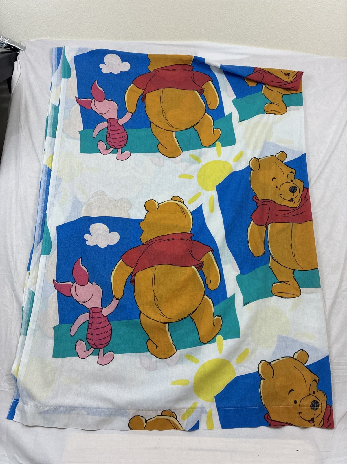 Vintage 90’s Disney Graphic Printed Curtain Sheets Winnie The Pooh & Piglet