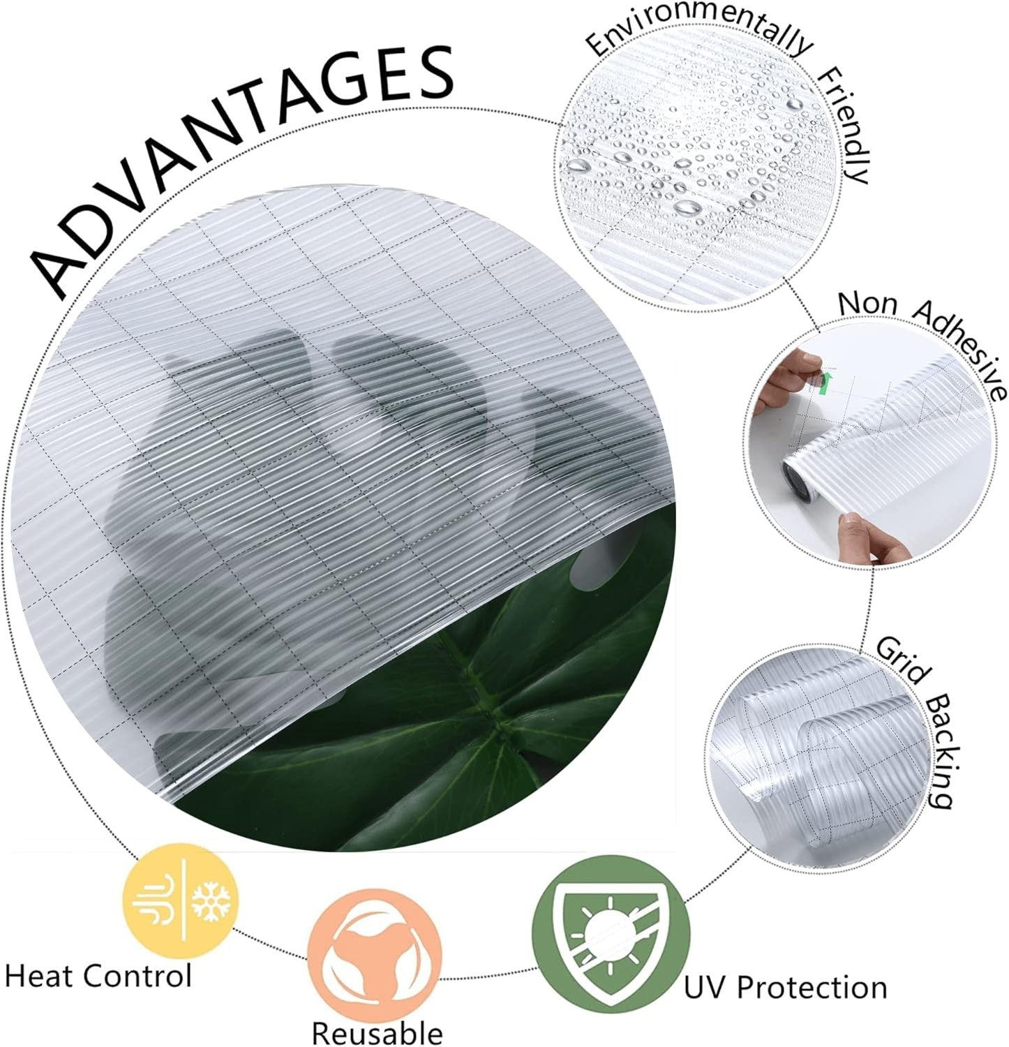 VELIMAX Reeded Glass Window Film, 17.7×78.7 (45x200cm), Frosted