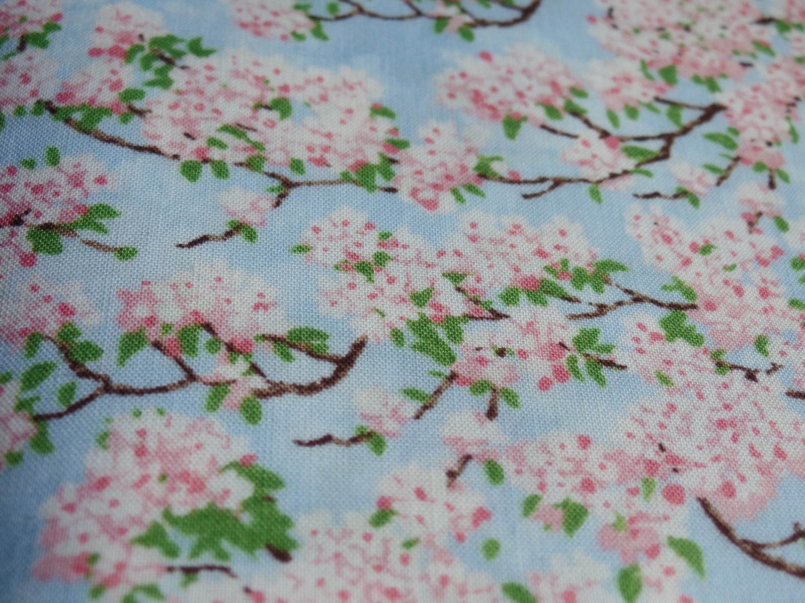 Sky Blue, White & Pink Apple Blossoms On Limbs, Handmade Bedroom, Door VALANCES