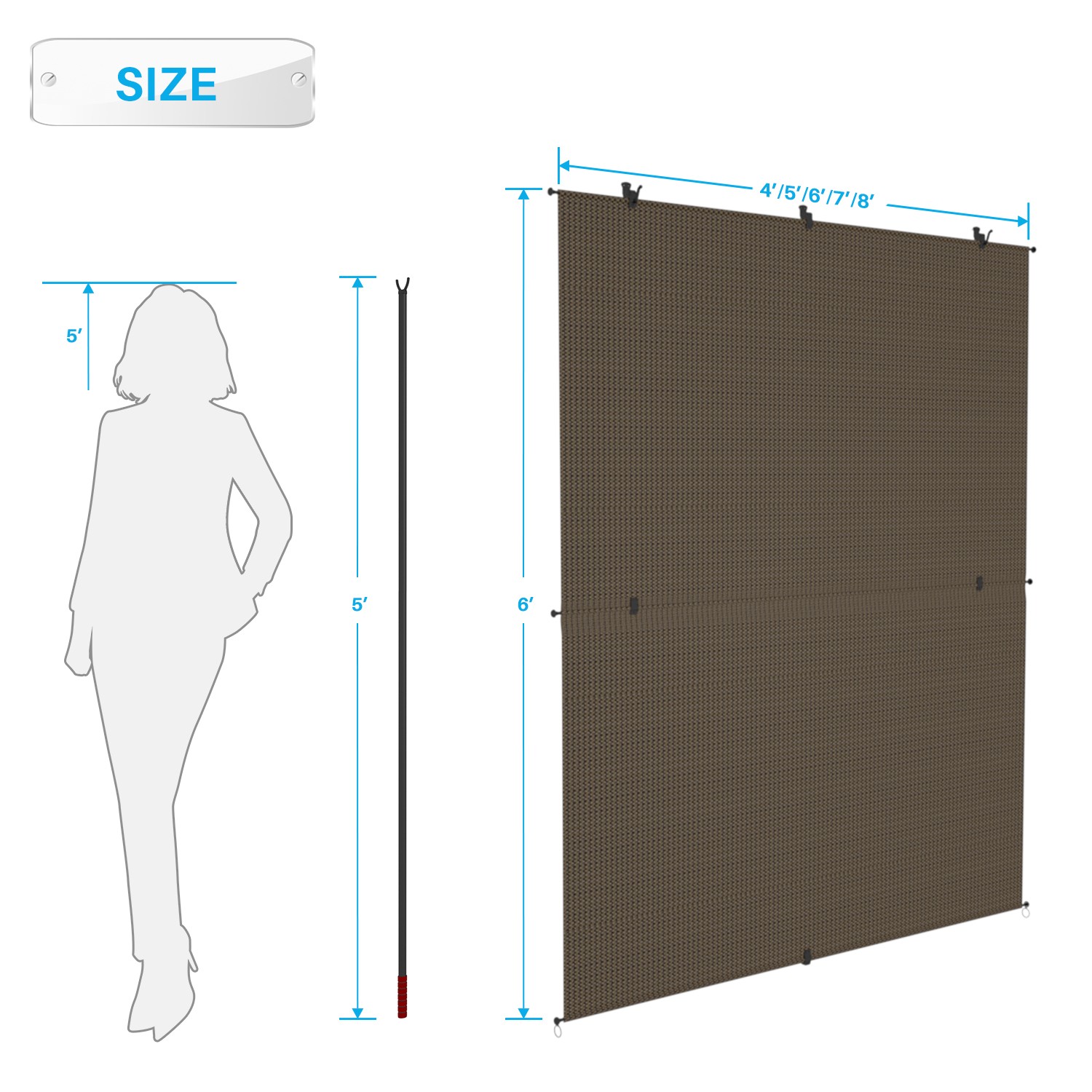 Foldable Shade UV Blind Screen Safety Patio Outdoor Deck Gazebo Porch Brown
