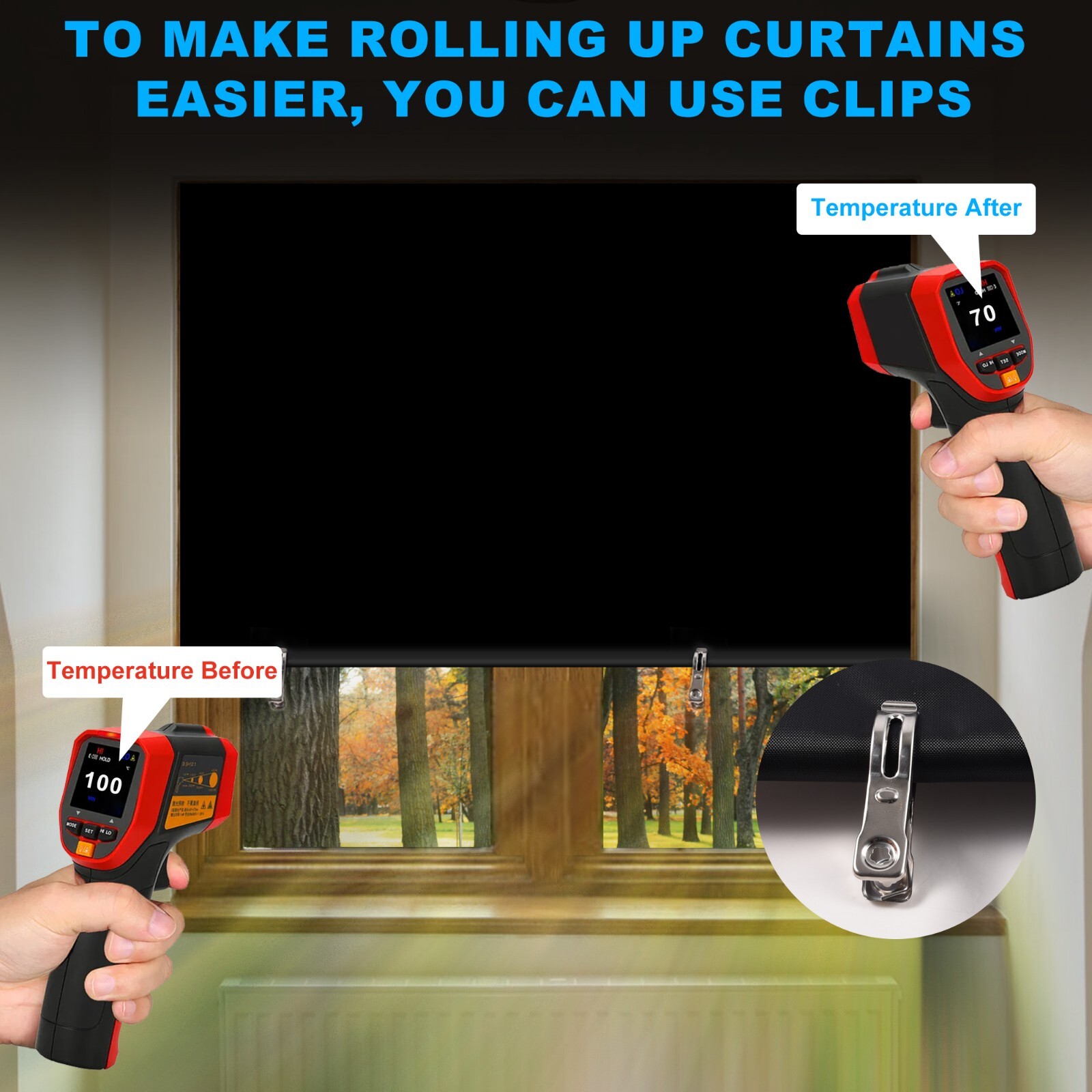 Blackout Roller Shades UV Protection Privacy DIY Blinds for Bedroom Media Room