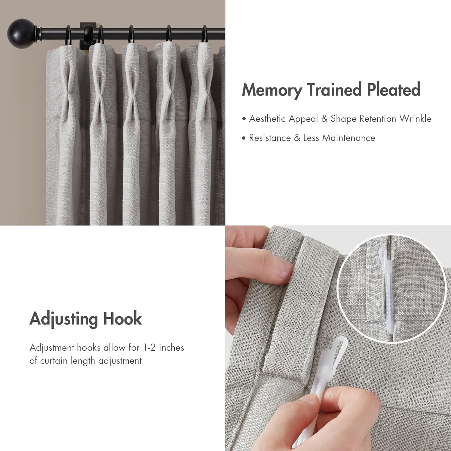 Emery Grey Pinch Pleated Curtains, Soft Light Filtering Drapes, 40″x84″ – 2 Pack