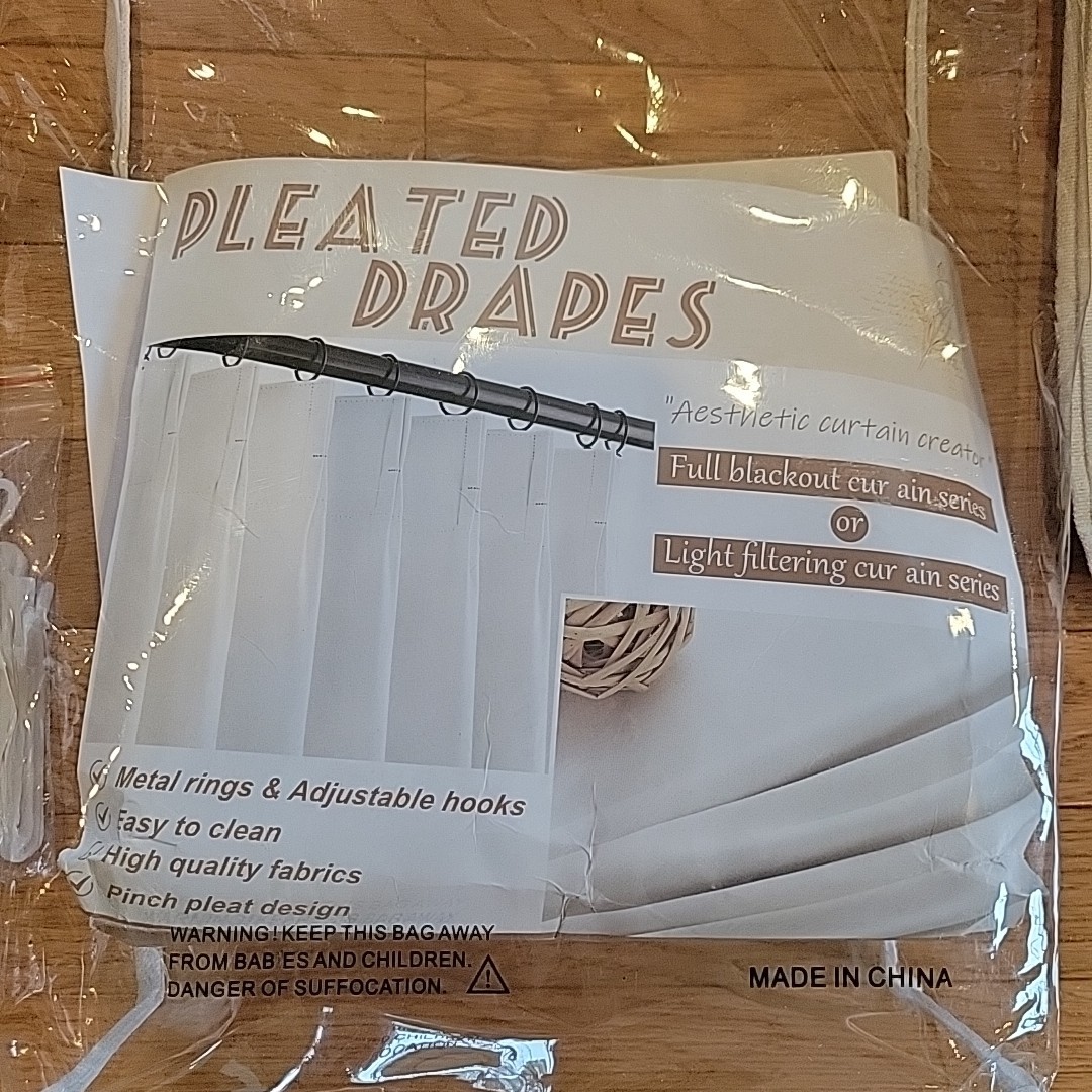 Pinch Pleated Curtain Light Filtering Unlined Drapes 2 Panels- Each Is 40″x96″