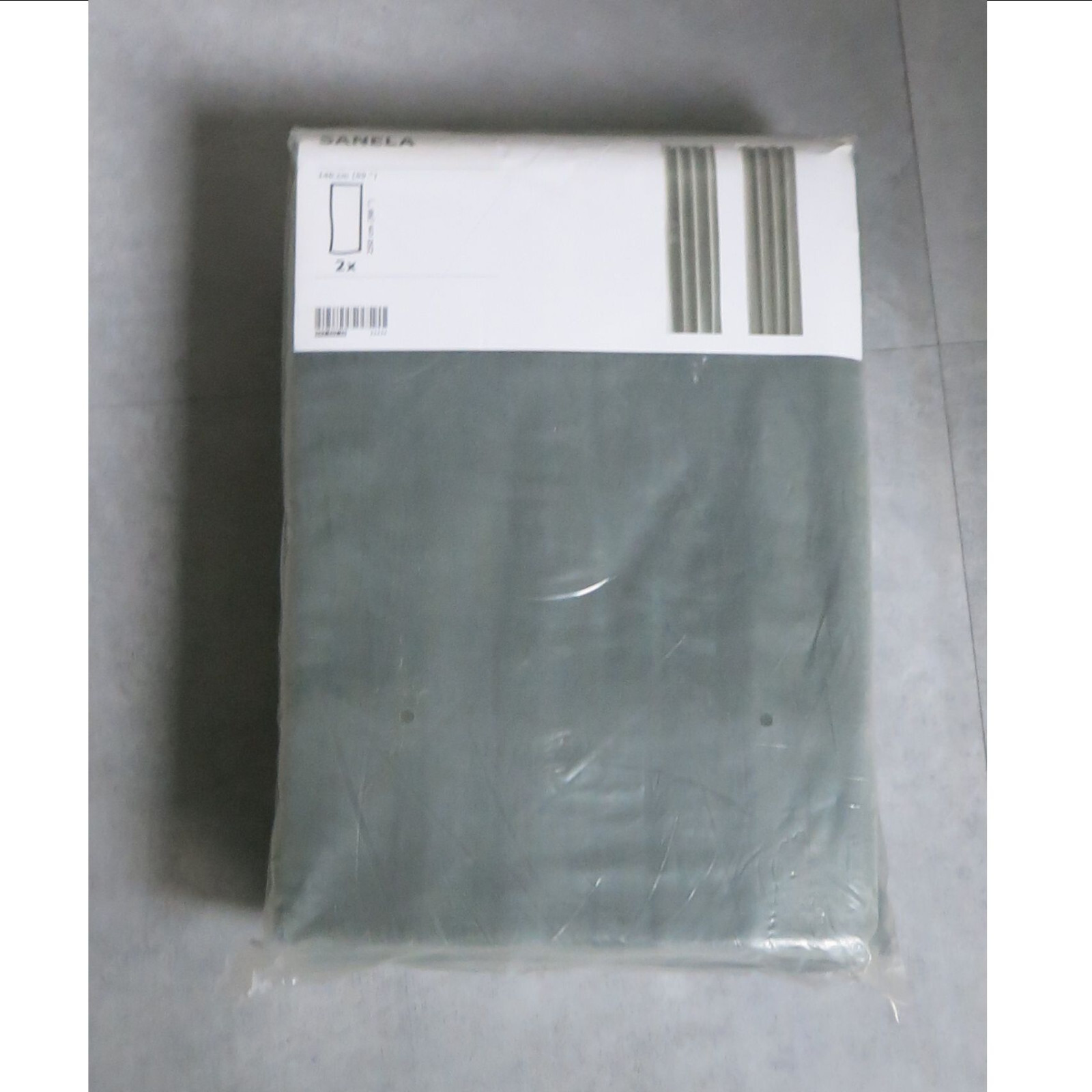 IKEA Sanela Curtains Drapes Room Darkening Gray Green Velvet 98″ l grey-green