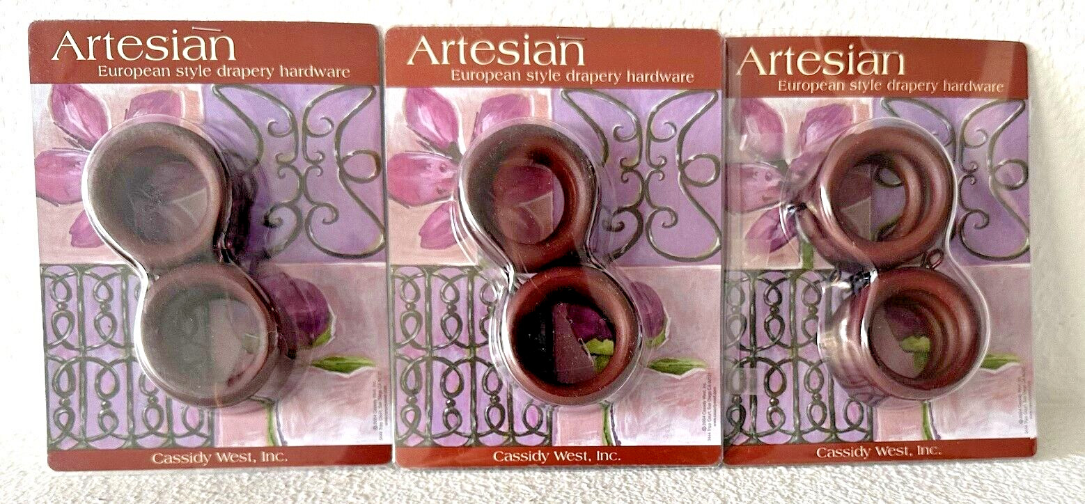 18 Artesian Bamboo Wood Drapery Rings Mahogany Finish #950-28 by Cassidy West