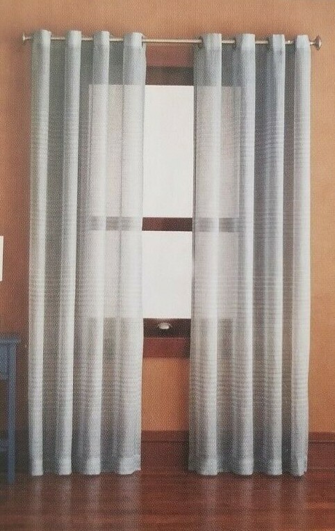 2 Home Blue Stripe Window Panels (1 pair) 108″ x 84″ NIP