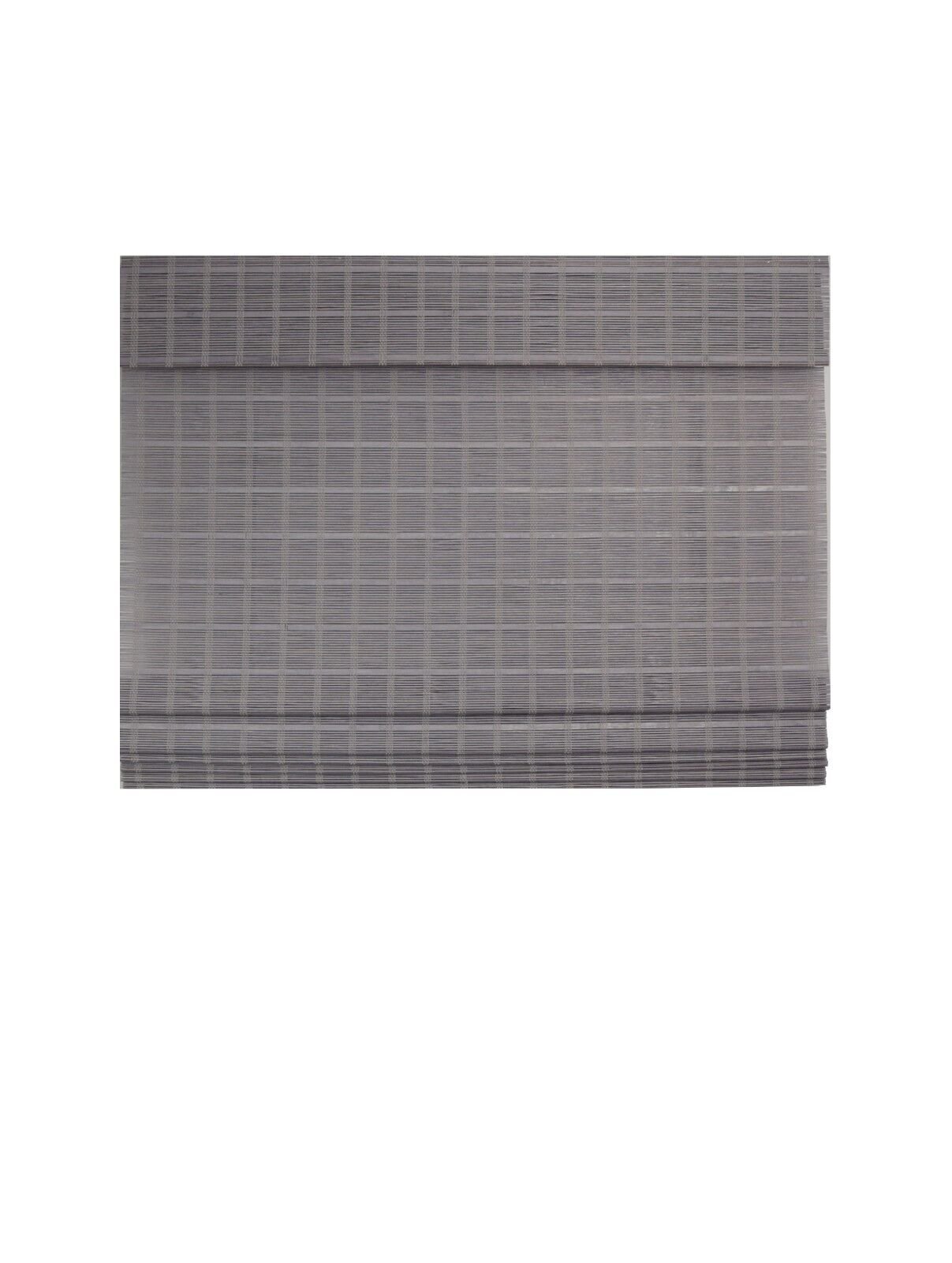 Cordless Light Filtering Bamboo Roman Window Blind Sun Shade with Valance – Gray