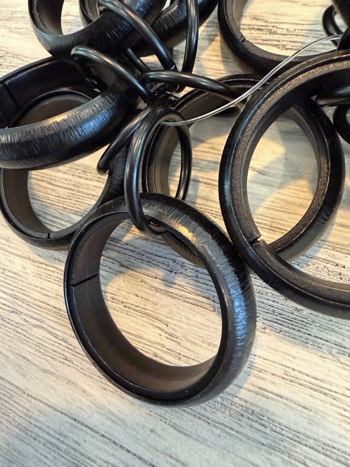 Set/10 Pottery Barn Quiet Glide Double Curtain Round Rings 0.75″ Cast Iron Black
