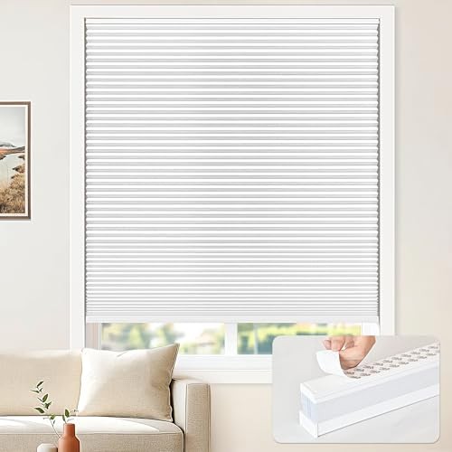 Cordless Cellular Blinds, No Drill Blackout 38″ W x 72″ H Blackout-white