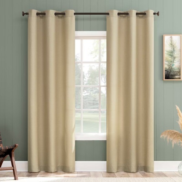1pc 40"x63" Landon Textured Semi-Sheer Grommet Curtain Panel Taupe