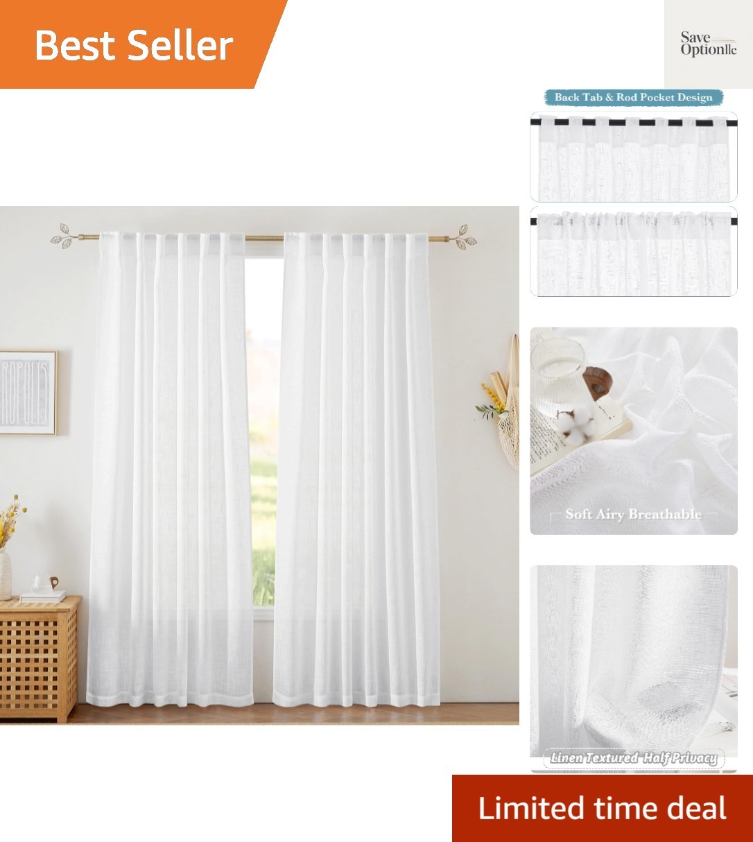 White Sheer Curtains Linen Texture Window Panels, Semi Sheer Light Filetring …