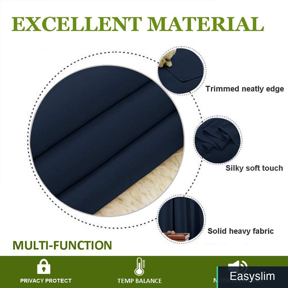 Room Divider Heavy Blackout Curtain Navy Silver Grommet 150W x 96L