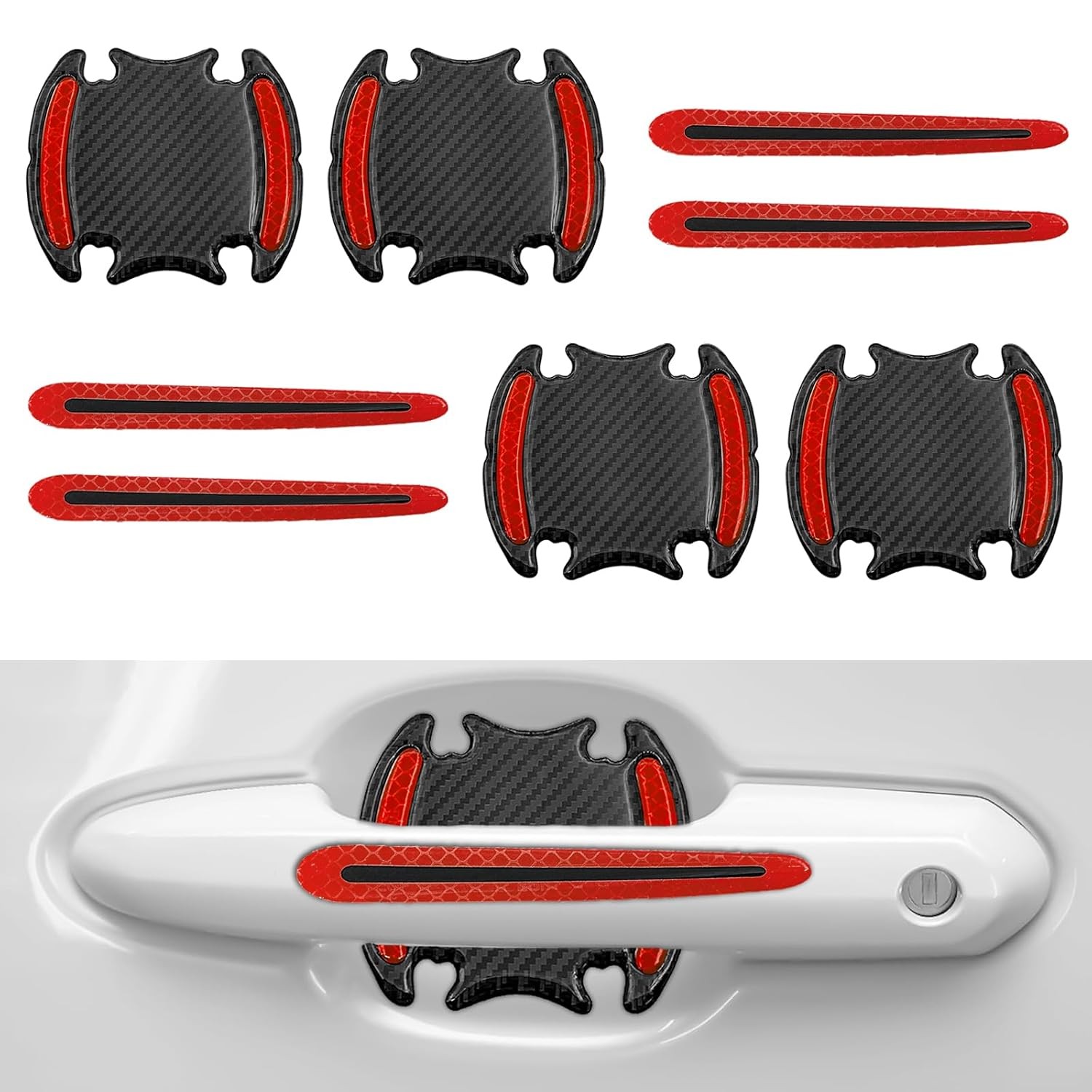 8PCS Universal Car Door Handle Protector Sticker – 3D Carbon Fiber Anti-Scratch